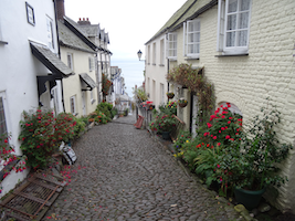 a picturesque cobblestone street down through Clovelly to the harbor