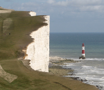 the cliffs at Beachy Head and the  light house below the cliff
