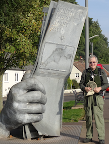 map statue at the start of the South West Coast Path